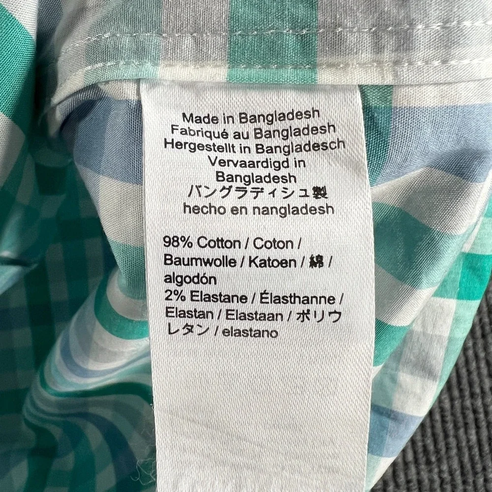 J CREW Shirt Mens Medium Green Plaid Long Sleeve Button Up‎ Slim Fit Casual